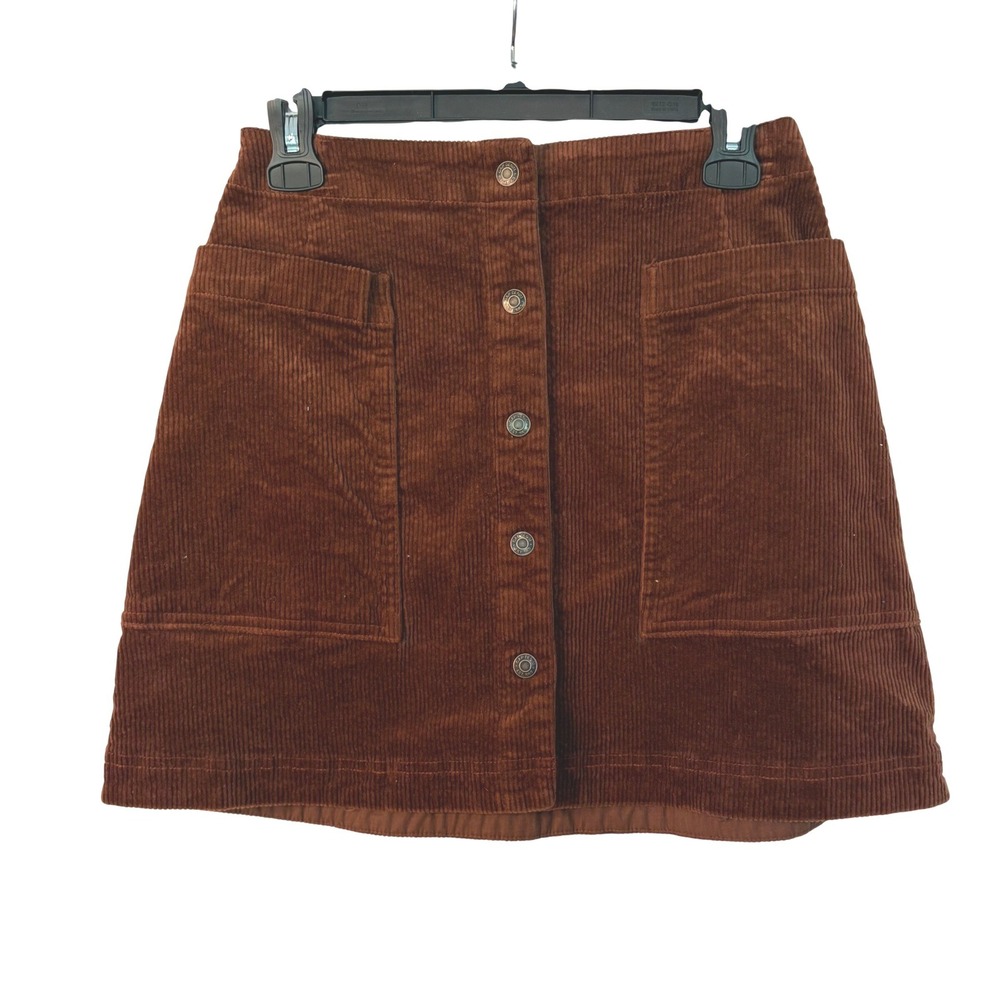 Vtg Gap Brown Corduroy Button Front Mini Skirt Size 4 Whimsigoth Fall 70s Pocket